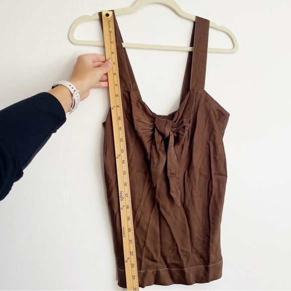 NWT Raquel Allegra Satin Tow Front Blouse Top Chocolate Brown Metallic Designer - Picture 11 of 13